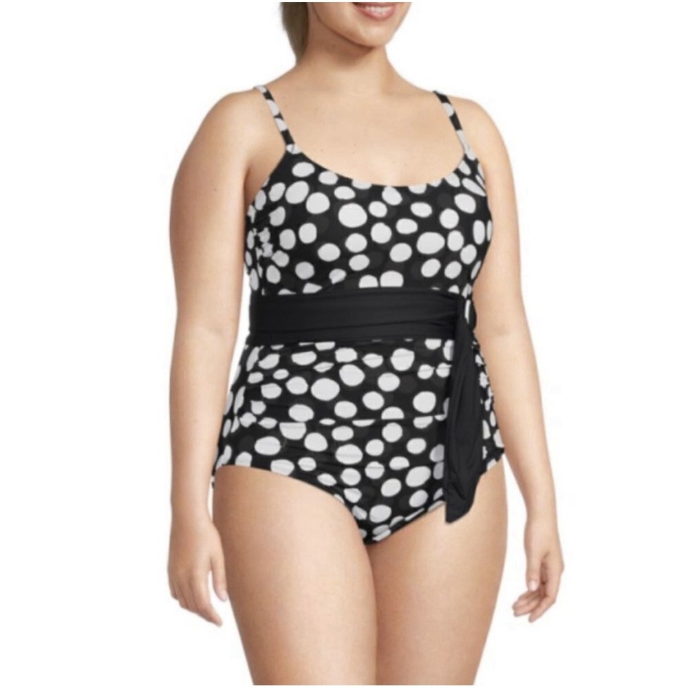 Womens's LA BLANCA Mod for‎ Dot One-Piece Tummy Control Swimsuit 18W NWT